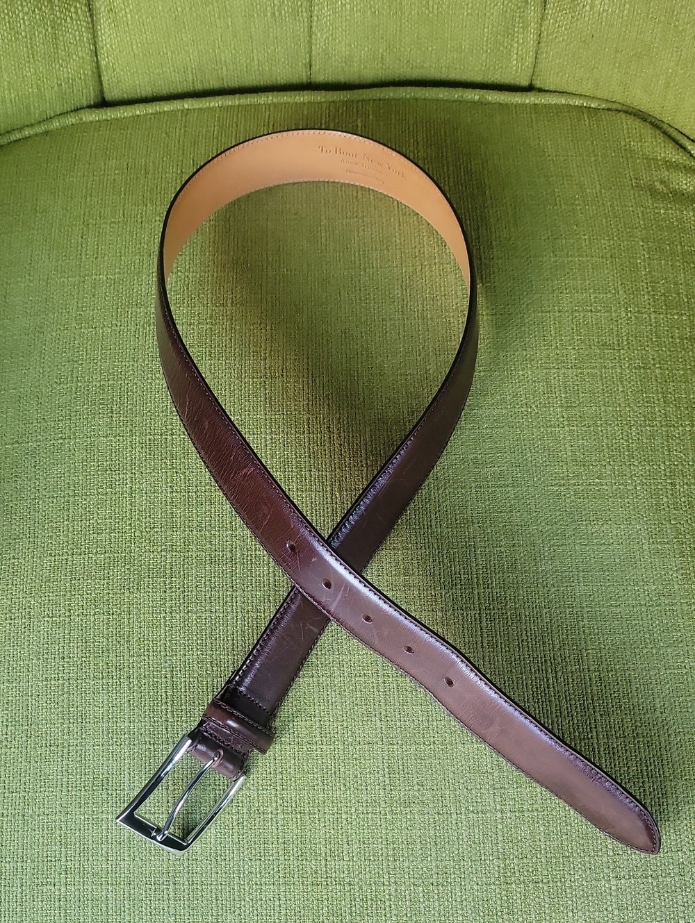 To Boot New York Men's Classic Brown Leather Belt - Reversible Tan Lining